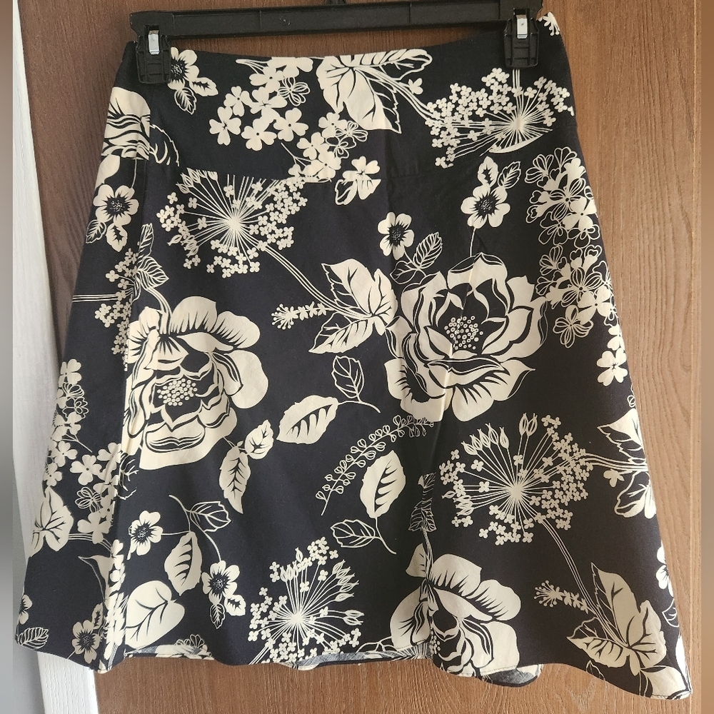 Floral Black and White Skirt